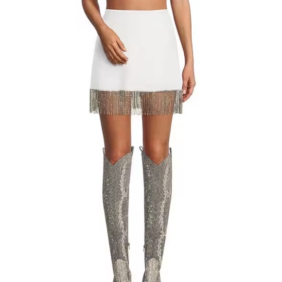 Gianni Bini Dixie Rhinestone Fringe Coordinating Crepe Skirt (size 6) - Picture 1 of 9